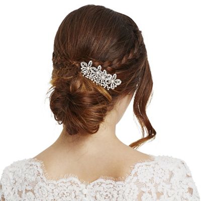 Crystal flower and pearl hair comb